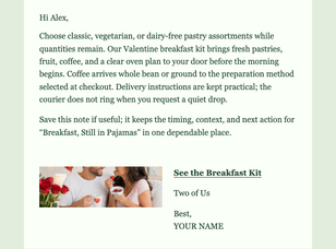 Breakfast, Still in Pajamas email design preview