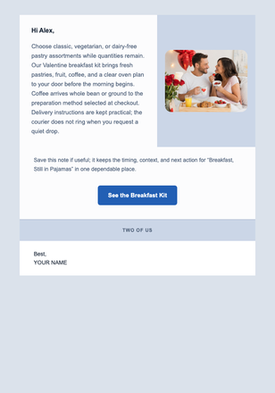 Breakfast, Still in Pajamas email design preview