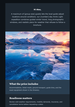 Arctic Light Expedition email design preview