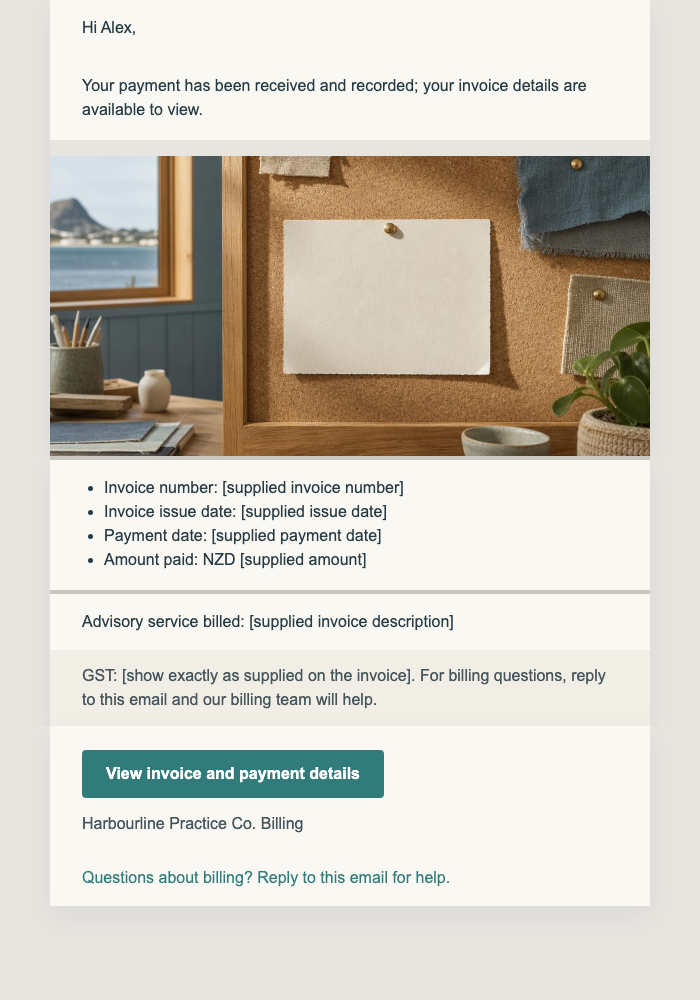 Payment Received Receipt email design preview