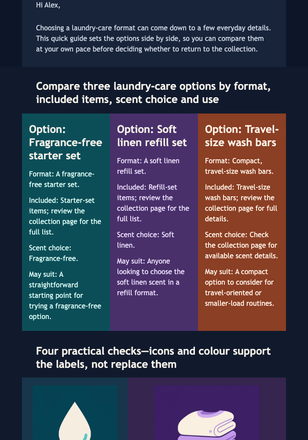 Laundry Care Browse Guide email design preview