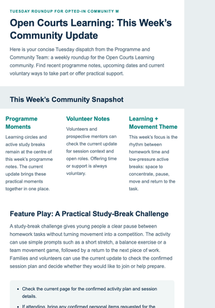 Tuesday Community Scoreboard email design preview