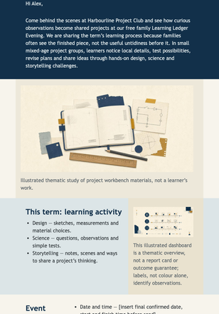 Learning Ledger Evening Invite email design preview