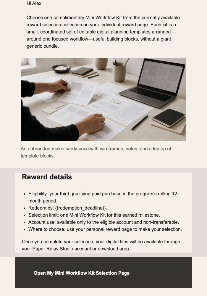 Third Purchase Reward email design preview