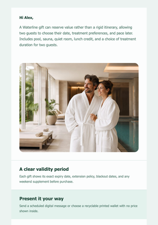 A Spa Day for Two email design preview
