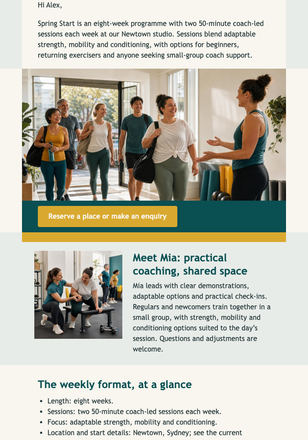Spring Group Training Launch email design preview