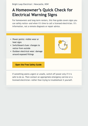 Friday Electrical Quick Check email design preview