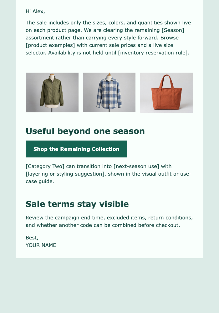End-of-Season Stock Clearance email design preview