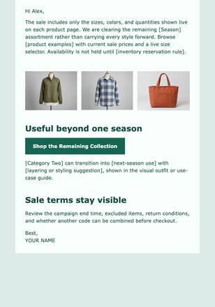 End-of-Season Stock Clearance email design preview