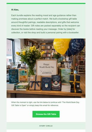 The World Book Day Gift Table Is Open email design preview
