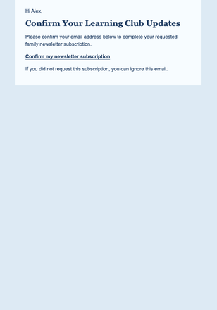 Confirm Your Learning Club Updates email design preview
