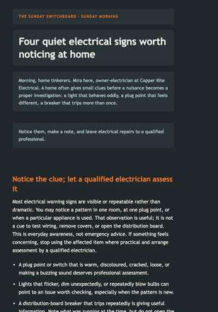 Sunday Switchboard: Home Warning Signs email design preview