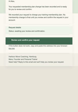 Review Your Training Plan Change email design preview