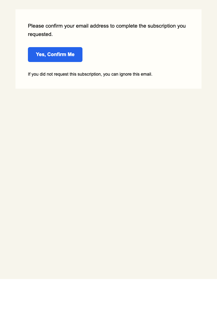 One-Click Confirmation — Warm email design preview