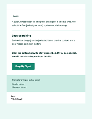 Curated Digest — Clear email design preview