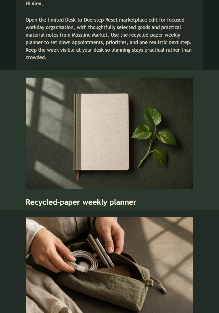 Desk-to-Doorstep Reset email design preview