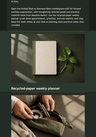 Desk-to-Doorstep Reset email design preview