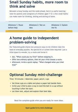 Sunday Skill Sprint Guide email design preview