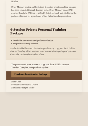 Cyber Monday Coaching Extension email design preview