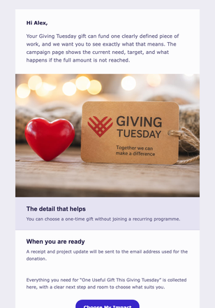 One Useful Gift This Giving Tuesday email design preview