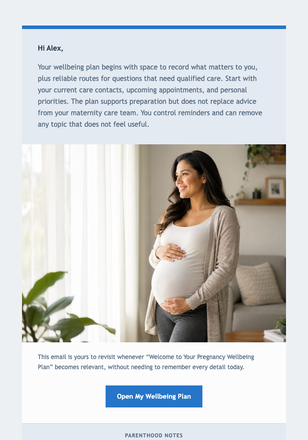 Welcome to Your Pregnancy Wellbeing Plan email design preview