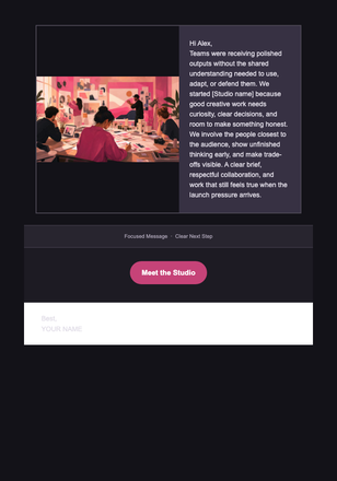Why We Started the Studio — Creative Agencies email design preview