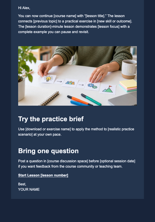 Course Next Lesson Unlocked email design preview