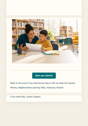 Requested Learning Planner email design preview