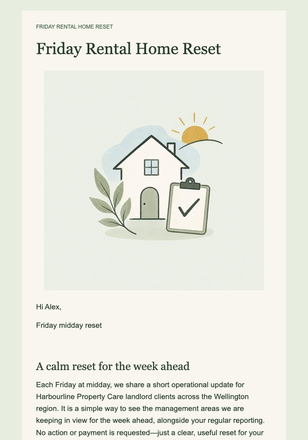 Friday Rental Home Reset email design preview