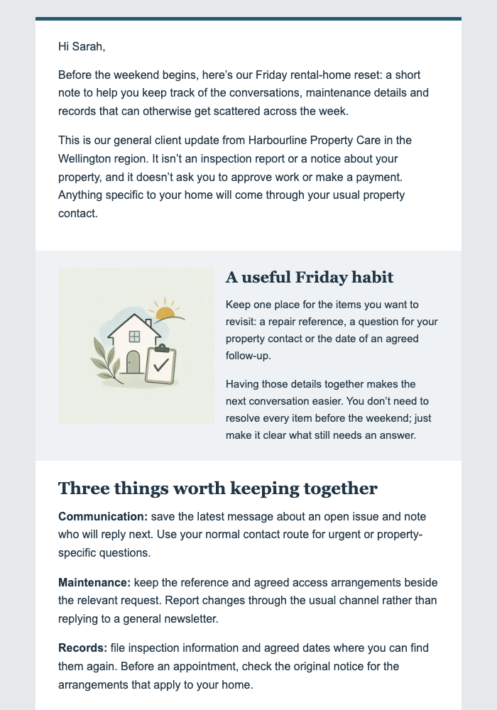 Friday Rental Home Reset email design preview