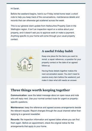 Friday Rental Home Reset email design preview