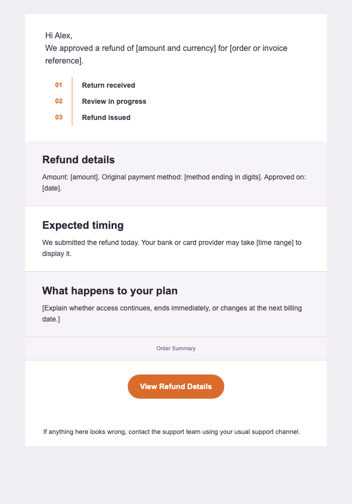 Your Refund Is Moving Forward — Software & Technology email design preview