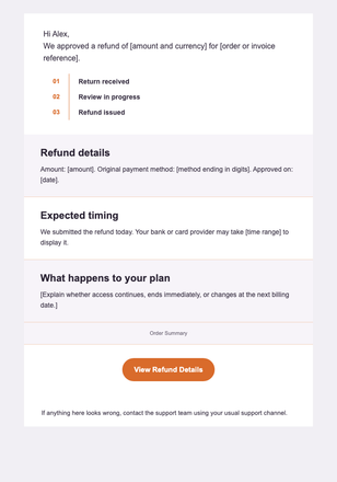 Your Refund Is Moving Forward — Software & Technology email design preview