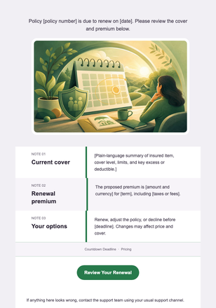 Your Renewal Date Is Approaching — Finance & Insurance email design preview