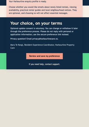 Rental Updates Consent Choice email design preview