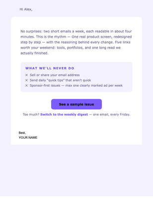 Welcome – What to Expect email design preview