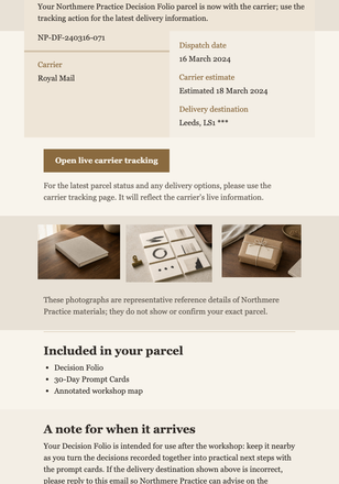 Decision Folio Dispatch Ticket email design preview