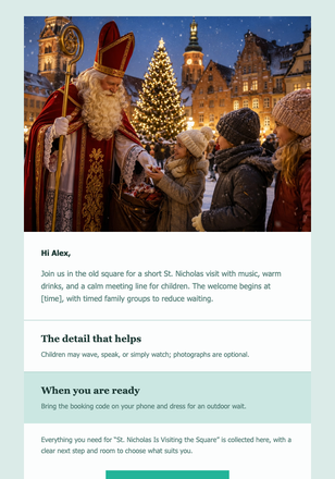 St. Nicholas Is Visiting the Square email design preview