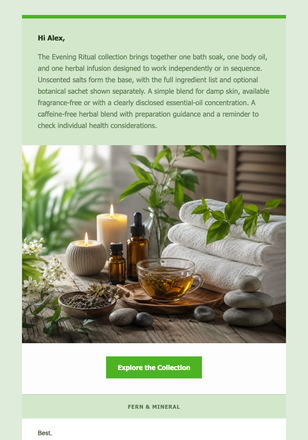 The Evening Ritual Collection email design preview