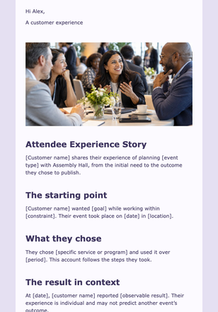 Attendee Experience Story — Event Organizers email design preview