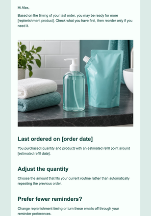 Replenishment Reminder email design preview
