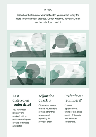 Replenishment Reminder email design preview
