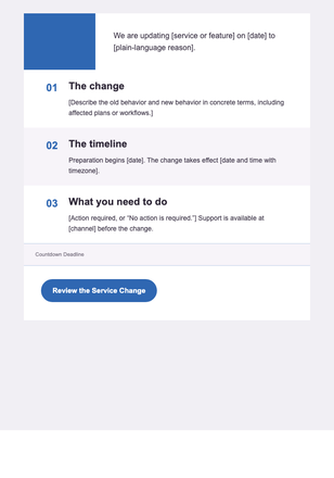 A Service Change with a Clear Timeline — Software & Technology email design preview