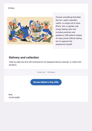Gifts for a Thousand Small Acts of Care — Mother’s Day email design preview