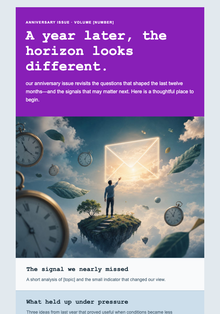 The Future Letter — Anniversary Edition email design preview