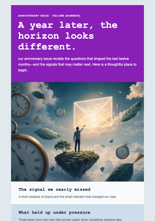The Future Letter — Anniversary Edition email design preview