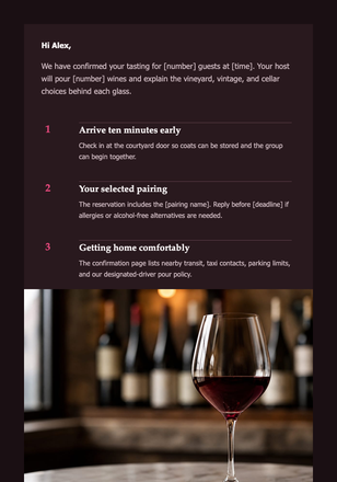 Cellar-Table Tasting Confirmed email design preview