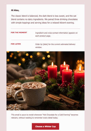 Hot Chocolate for a Cold Evening email design preview