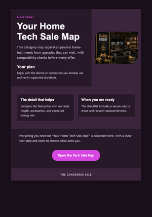 Your Home Tech Sale Map email design preview