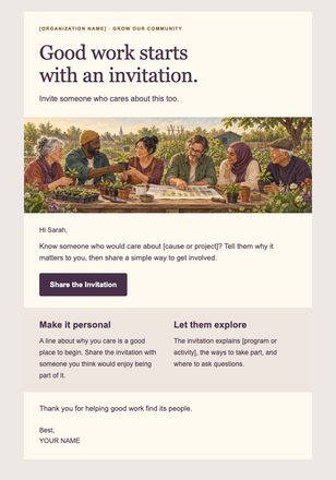 Invite Someone Who Cares About This Too — Nonprofit & Causes email design preview